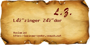 Lézinger Zádor névjegykártya